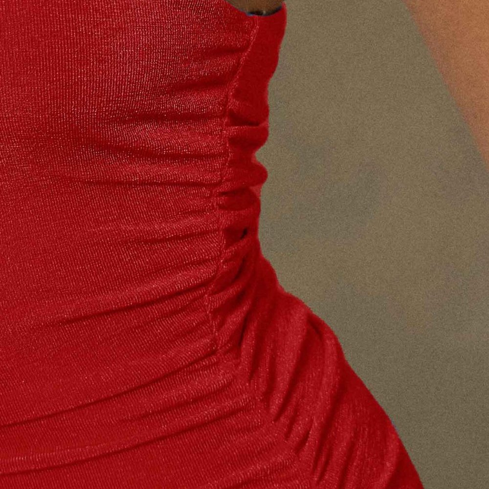 One Shoulder Ruched Bodycon Dress Sleeveless Formal Evening Dress Poppy Red - Picture 7 of 7